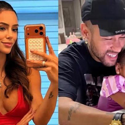 Bruna Biancardi reage a brincadeira de bruxa com Neymar e castiga pai e filha