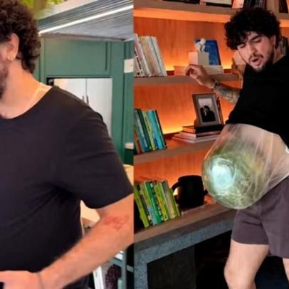 Nattan simula gravidez com melancia na barriga e diverte seguidores