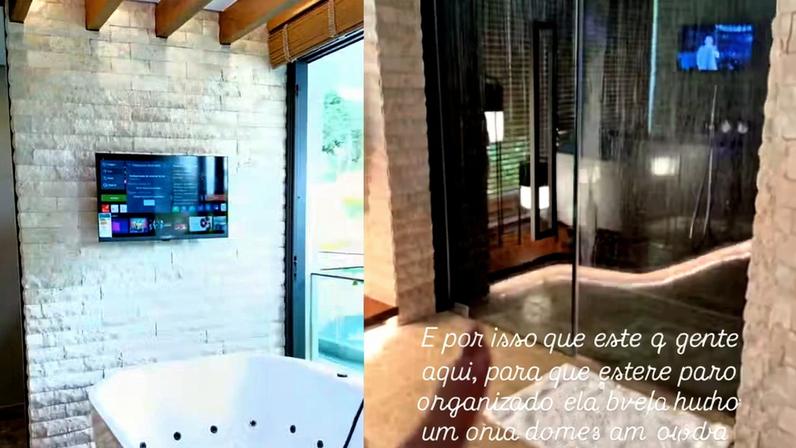 Sauna da casa da Ana Castela — Foto: Reprodução/ Instagram
