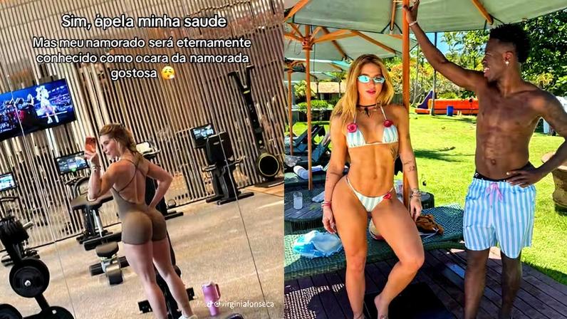 Virginia brinca sobre namoro com Vini Jr: ‘Será eternamente conhecido como o cara da namorada gostosa’ — Foto: Reprodução/ TikTok / Instagram