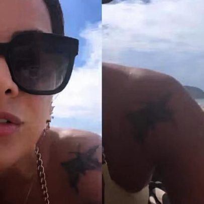 Wanessa Camargo faz tatuagem de rena na praia e brinca que está bem adolescente