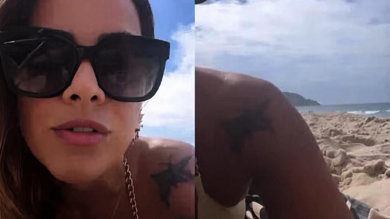 Wanessa Camargo faz tatuagem de rena na praia — Foto: Reprodução/ Instagram