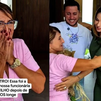 Maíra Cardi emociona ao surpreender funcionária que não via o filho há 3 anos