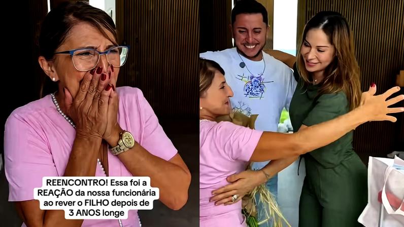 Maíra Cardi emociona ao fazer surpresa para funcionária que não via o filho há 3 anos