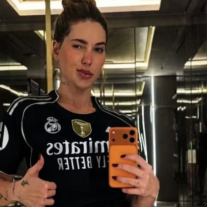 Virginia posa com camisa do Real Madrid em dia de jogo do namorado Vini Jr