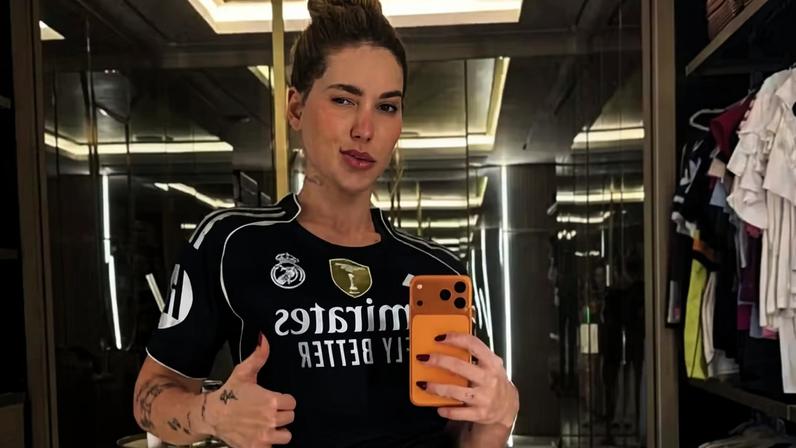 Virginia posa com camisa do Real Madrid em dia de jogo do namorado, Vini Jr — Foto: Reprodução/ Instagram
