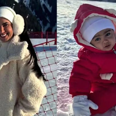 Graciele Lacerda registra reação de filha ao ver neve pela primeira vez