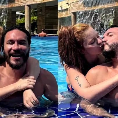 Eliezer e Viih Tube trocam beijos na piscina durante viagem em família