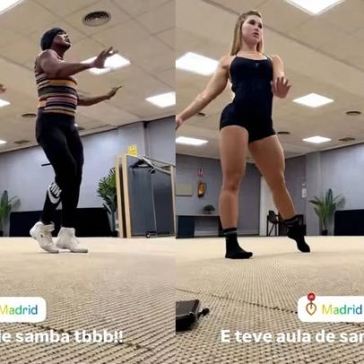 Virginia Fonseca faz aula de samba na casa de Vini Jr em Madri