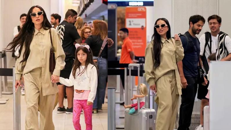 Sabrina Sato embarca com a filha Zoe e é flagrada ao lado de Duda Nagle no aeroporto — Foto: Anna Giullia/ AgNews