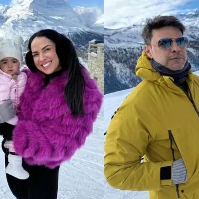 Zezé Di Camargo se declara a Graciele Lacerda e a filha Clara na Suíça