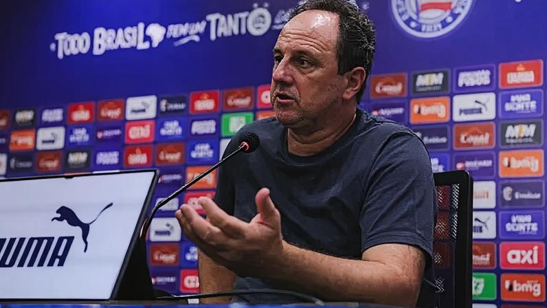 Rogério Ceni, técnico do Bahia, em coletiva de imprensa após goleada contra o Barcelona de Ilhéus