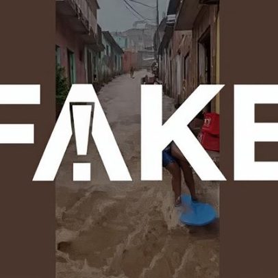Vídeo falso com IA mostra jovens surfando na enxurrada de favela
