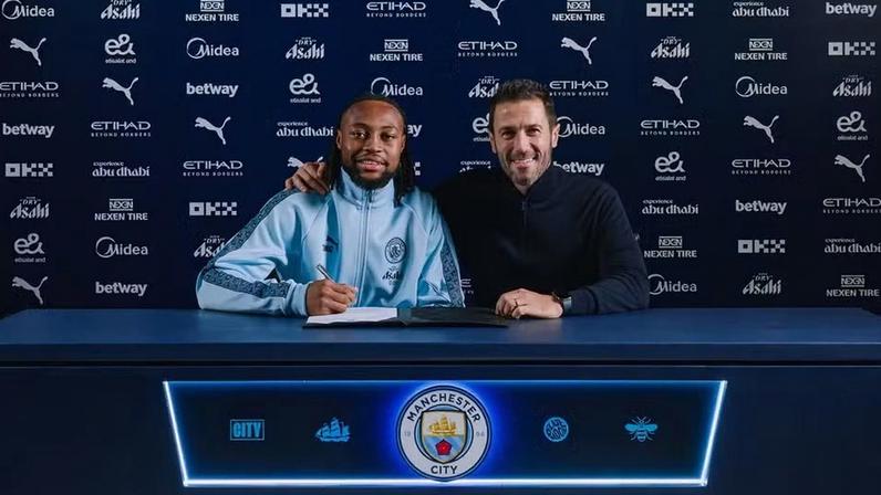 Semenyo é o novo reforço do Manchester City — Foto: Divulgação/Manchester City