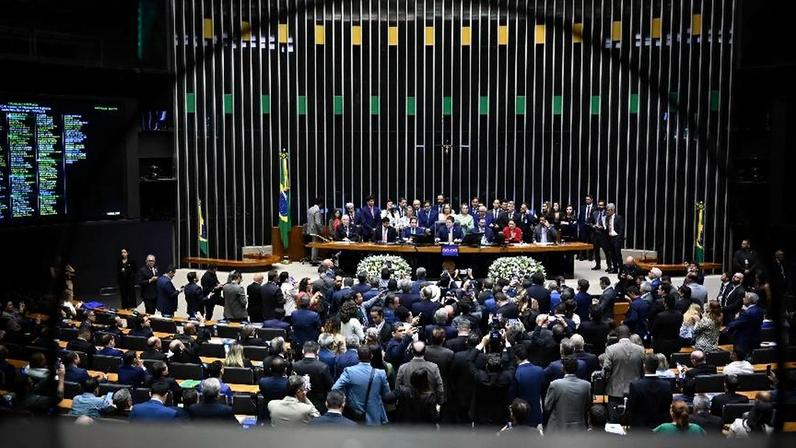 Sessão do Congresso Nacional, no plenário da Câmara dos Deputados