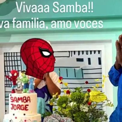 Seu Jorge comemora aniversário do caçula Samba Jorge em SP