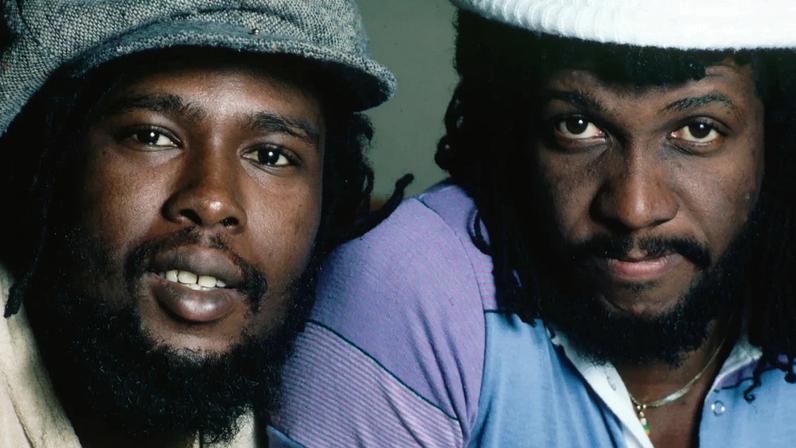 Portrait of famous reggae rhythm section and producing team Sly Dunbar and Robbie Shakespeare. (Photo by Lynn Goldsmith/Corbis/VCG via Getty Images)