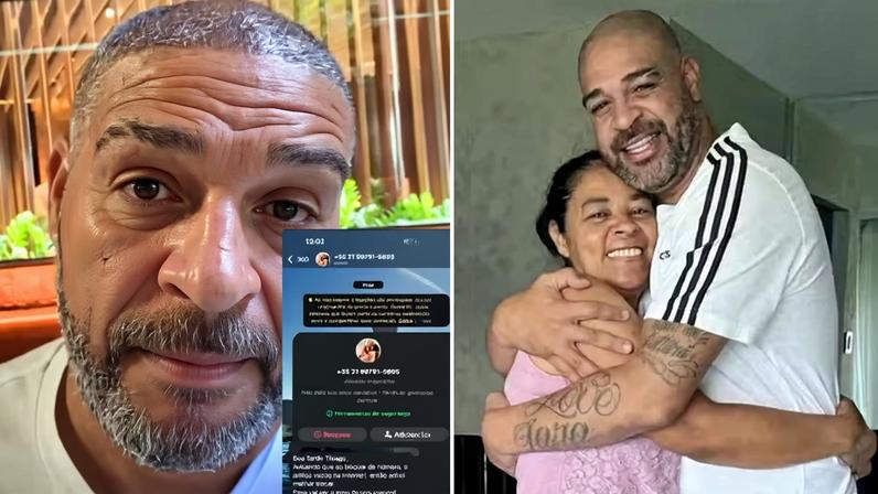 Mãe de Adriano Imperador cai em golpe de número falso e ex-jogador ameaça: 'É melhor devolver'