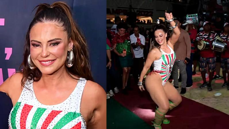 Paolla Oliveira samba muito e é ovacionada em aparição surpresa na Grande Rio — Foto: Webert Belicio/ Agnews