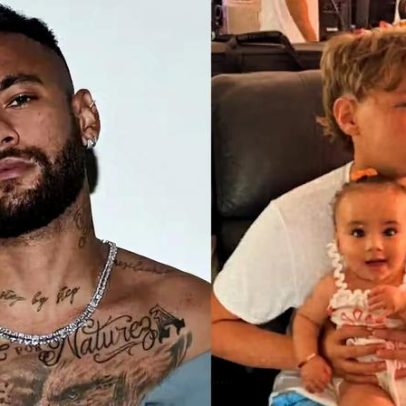 Primogênito de Neymar surge em clique raro com Mel, a caçula do jogador