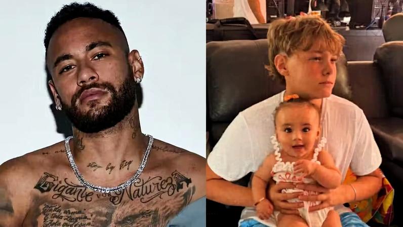 Primogênito de Neymar surge em clique raro com a caçula do jogador, Mel