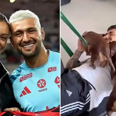 Arrascaeta surpreendido por beijo durante treino; vídeo registra momento