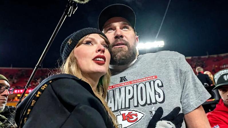 Travis Kelce, pictured above in January 2025, was unable to comfort Taylor Swift as she panicked over the February 2024 Super Bowl parade shooting.