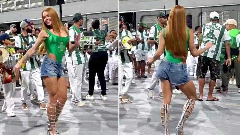 Thais Vasconcellos em ensaio de Carnaval da Camisa Verde e Branco — Foto: Reprodução/Instagram