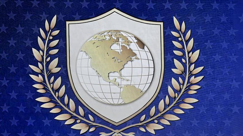 The logo of the “Board of Peace” presented during the World Economic Forum annual meetings in Davos, Switzerland.