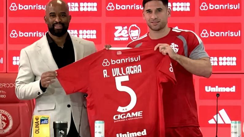 Rodrigo Villagra é apresentado no Internacional e usará a camisa 5 (Foto: Reprodução/Internacional)