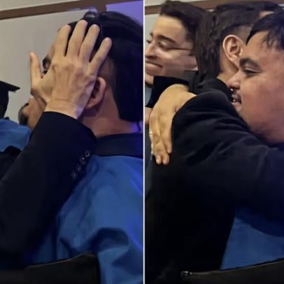 Caio Blat parabeniza o filho mais velho pela formatura na faculdade