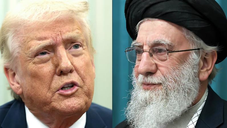 Trump e líder supremo do Irã, Ali Khamenei. — Foto: ALEX WONG / KHAMENEI.IR / GETTY IMAGES NORTH AMERICA / AFP