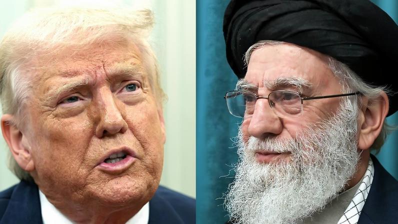 O presidente dos EUA, Donald Trump, e o líder supremo do Irã, o aiatolá Ali Khamenei. Fotos: ALEX WONG / various sources / AFP