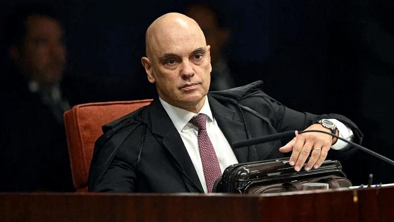 O ministro Alexandre de Moraes durante o julgamento dos réus do núcleo 1 da trama golpista. Foto: Evaristo Sa/AFP