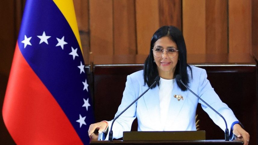 A presidenta interina da Venezuela, Delcy Rodriguez. Foto: Efrain Gonzalez / Venezuelan Presidency / AFP