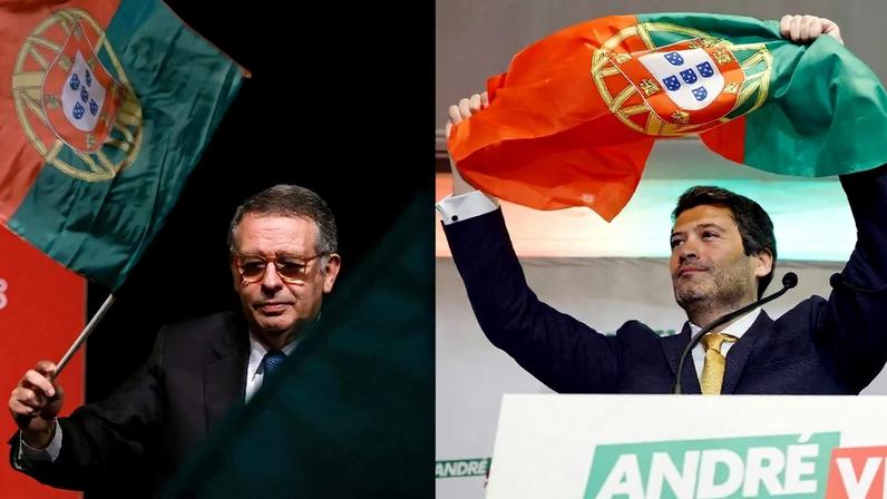 O socialista moderado António José Seguro disputa o 2º turno da eleição no país europeu contra André Ventura, o líder da extrema-direita local. Fotos: PATRICIA DE MELO MOREIRA e FILIPE AMORIM / AFP