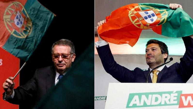 O socialista moderado António José Seguro disputa o 2º turno da eleição no país europeu contra André Ventura, o líder da extrema-direita local. Fotos: PATRICIA DE MELO MOREIRA e FILIPE AMORIM / AFP