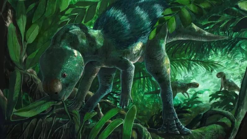 Ilistração da reconstrução paleoartística de Foskeia pelendonum.