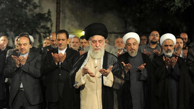 Ayatollah Ali Khamenei meets President Hassan Rouhani in 2014.