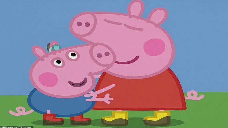 Peppa e George, usando aparelho auditivo — Foto: Reprodução