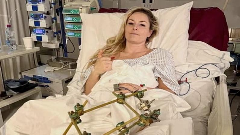 Lindsey Vonn recovers from surgery on her broken leg.