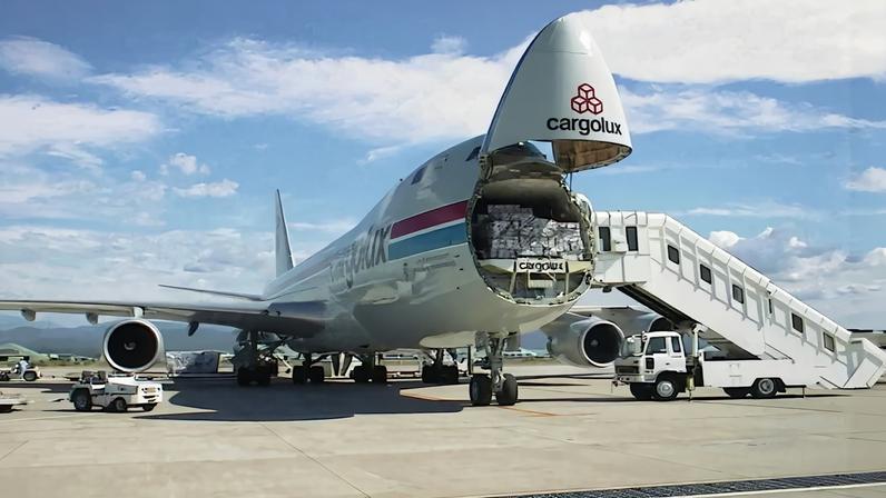 Fotografia do avião Cargolux B747-400F.