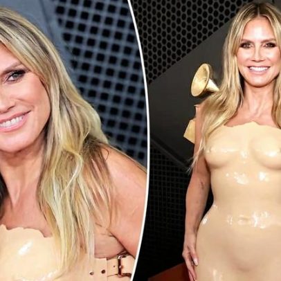 Maquiagem de Heidi Klum nos Grammys imita curvas do vestido de couro
