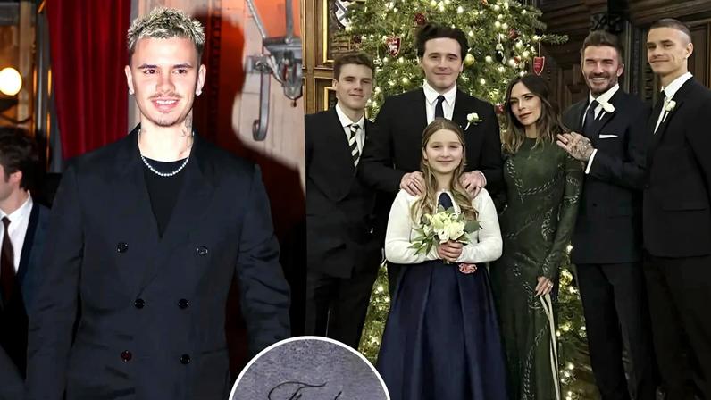 Romeo Beckham flaunted his new “family” tattoo.