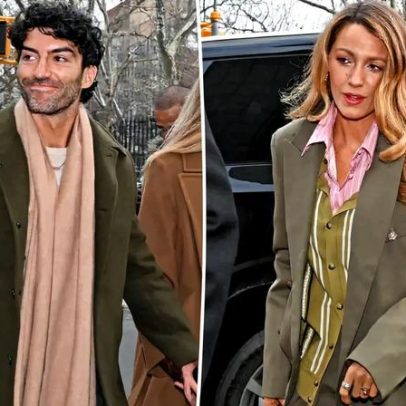 Blake Lively e Justin Baldoni exibem coordenação de cores na corte