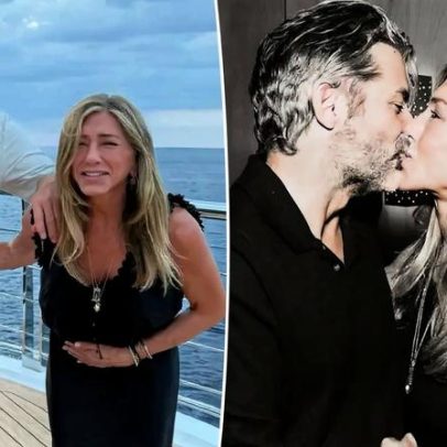 Jennifer Aniston e o namorado trocam beijo em homenagem de 57º aniversário dela
