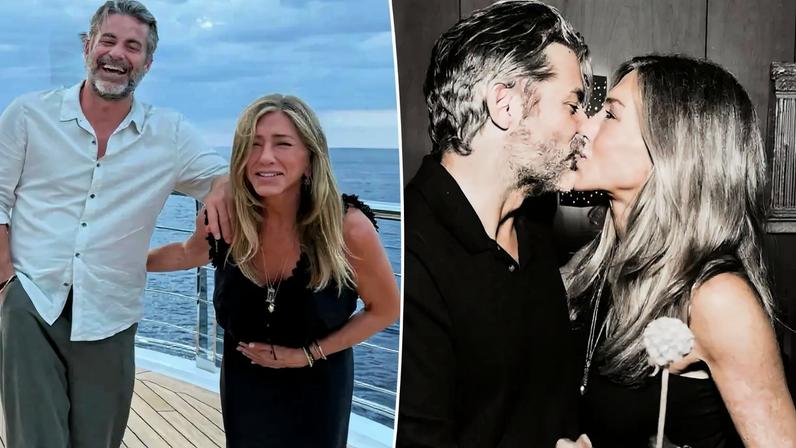 Jennifer Aniston and Jim Curtis shared an intimate kiss in his birthday tribute to the “Friends” star on Wednesday.