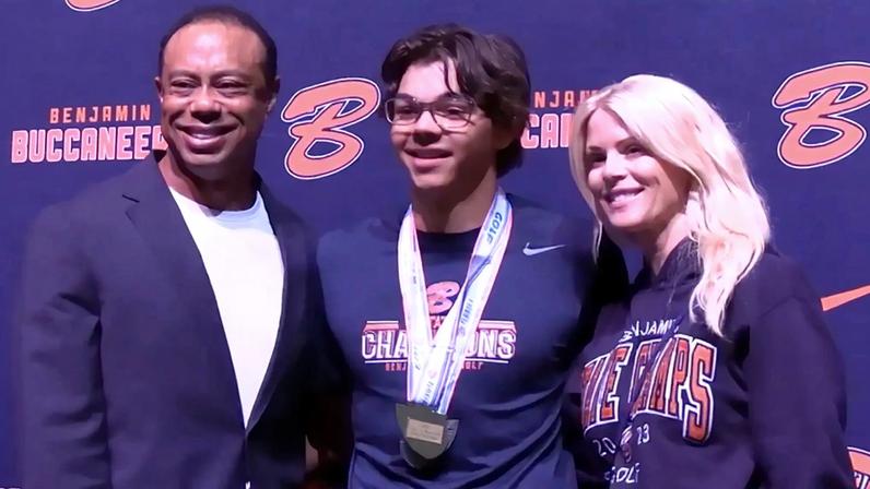 Tiger Woods and his ex-wife, Elin Nordegren, reunited at their son Charlie Woods’ championship ring ceremony.