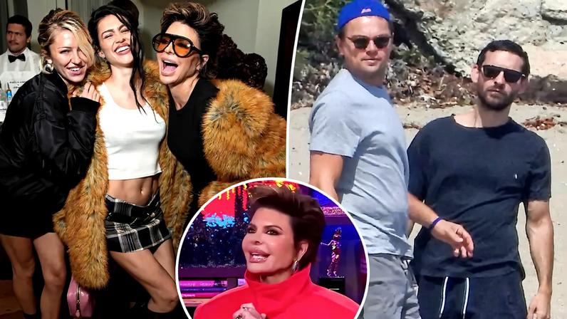 Lisa Rinna (seen here with her daughters, Delilah and Amelia, in Beverly Hills in November 2025) has claimed Leonardo DiCaprio and Tobey Maguire both “hit up” her daughters.