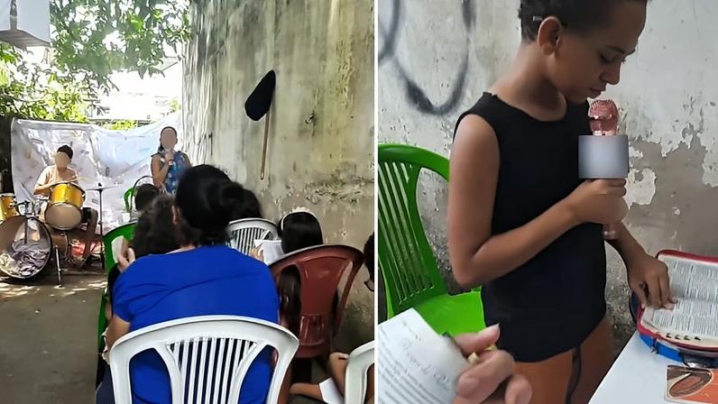 O culto no quintal. (Foto: Reprodução/Instagram/Elisama Rabello)